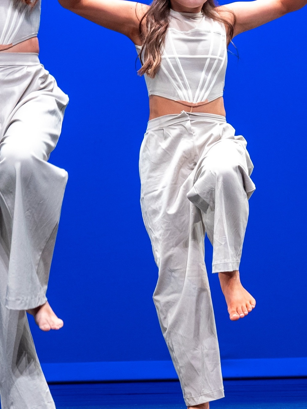 Girls' Light Silver Dance Pants - with corset top Performance Wide Leg